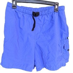 Columbia Sportswear Womens Blue Nylon Cargo Shorts Integrated Belt Size M